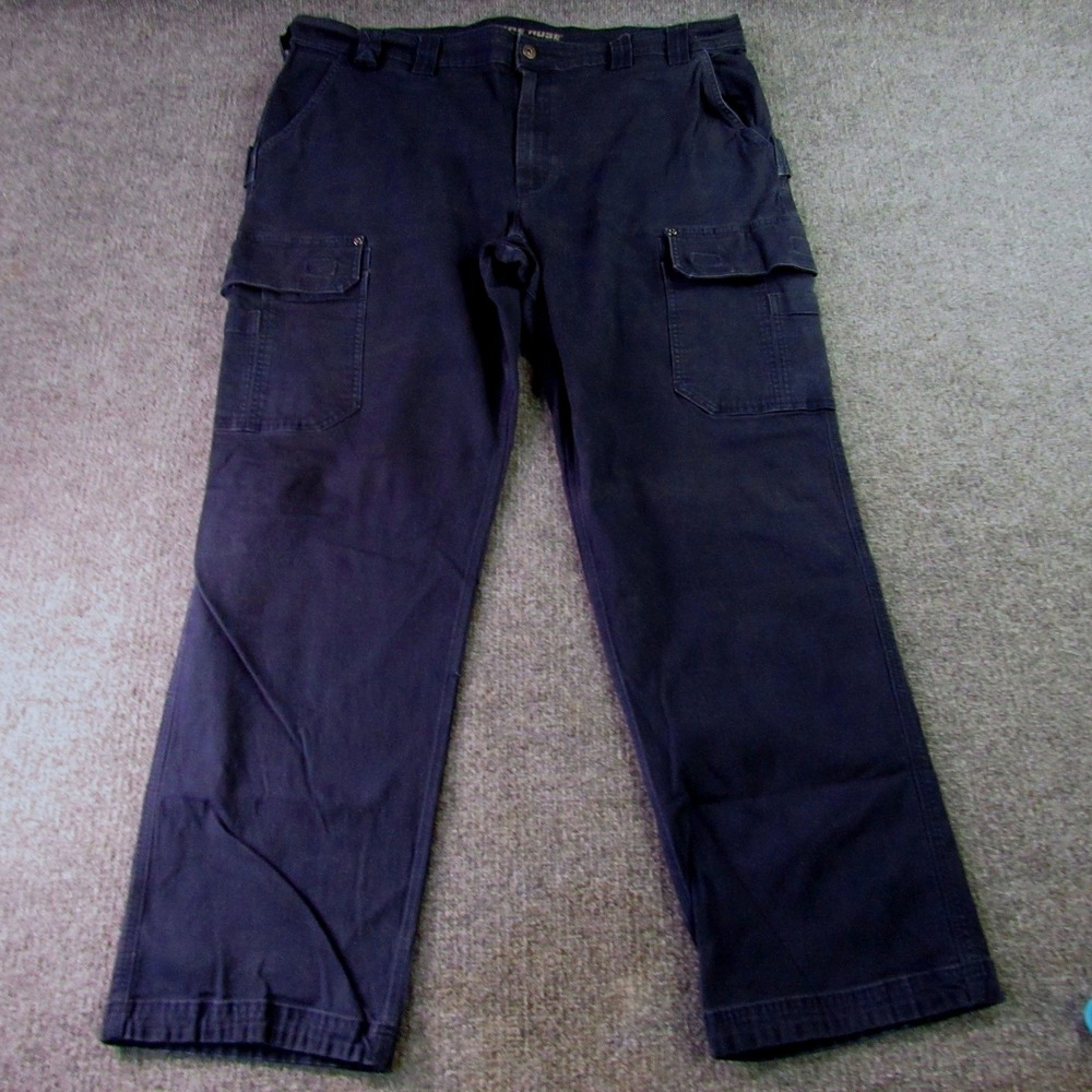 Duluth Trading Co Flex Fire Hose Cargo Pants Men 44x34 Blue Relaxed Fit Workwear - Picture 2 of 16